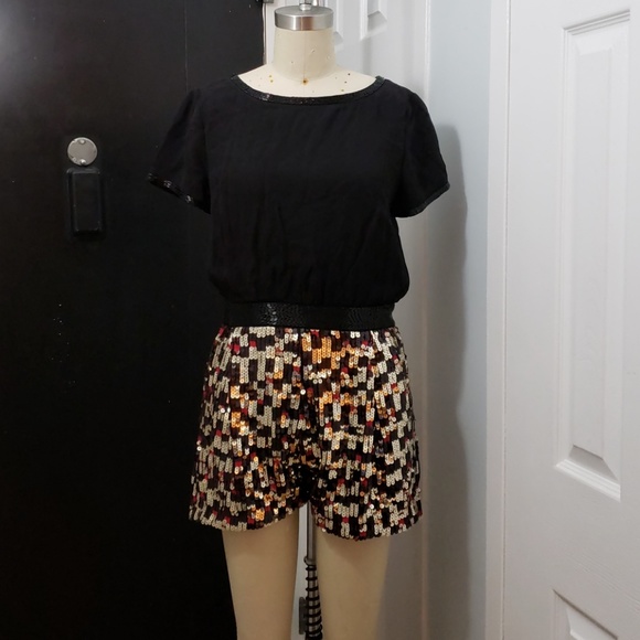 French Connection Pants - French Connection Tetris Sequined Beaded Romper